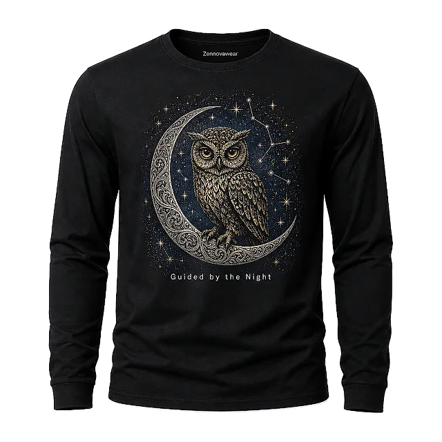 Zennovawear Mystic Owl Night Sky Graphic Long Sleeve — Boho Style