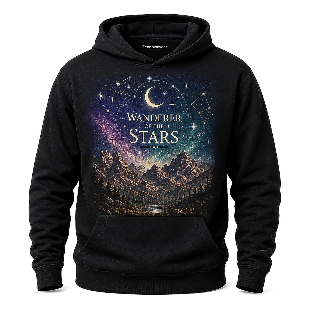 Zennovawear Star Wanderer Mountain Graphic Hoodie — Nature Lover Gift