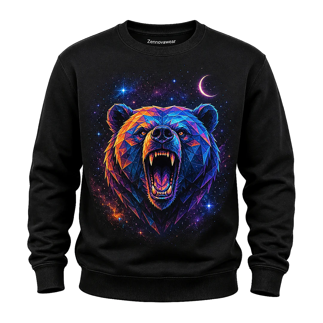 Zennovawear Cosmic Roar Geometric Bear Graphic Sweatshirt — Bold Streetwear