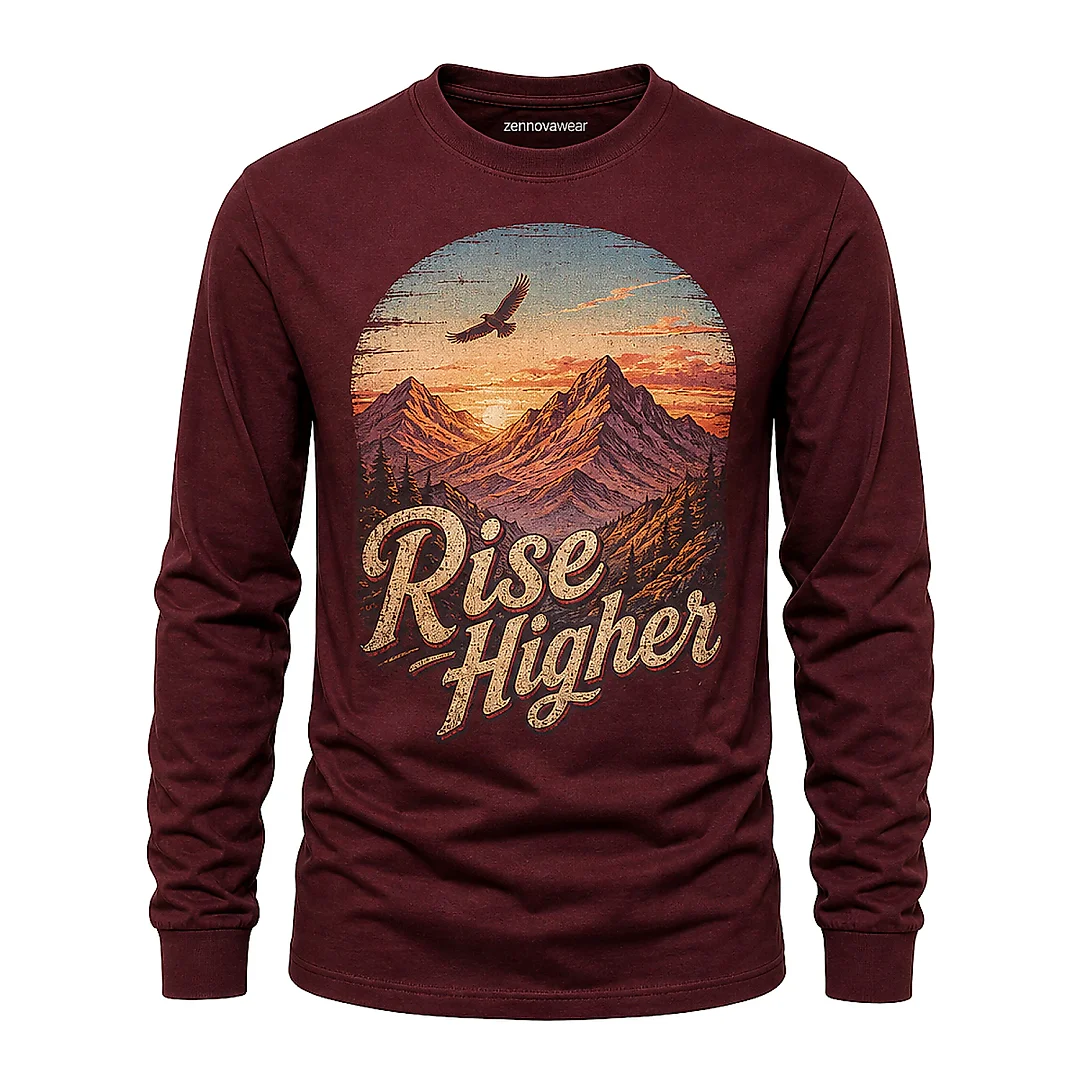 zennovawear Rise Higher Mountain Sunrise Graphic Long Sleeve — Nature Lover Gift