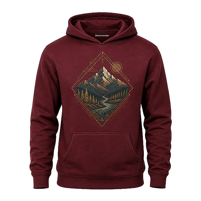 Zennovawear Alpine Serenity Mountain Graphic Hoodie — Nature Lover Gift