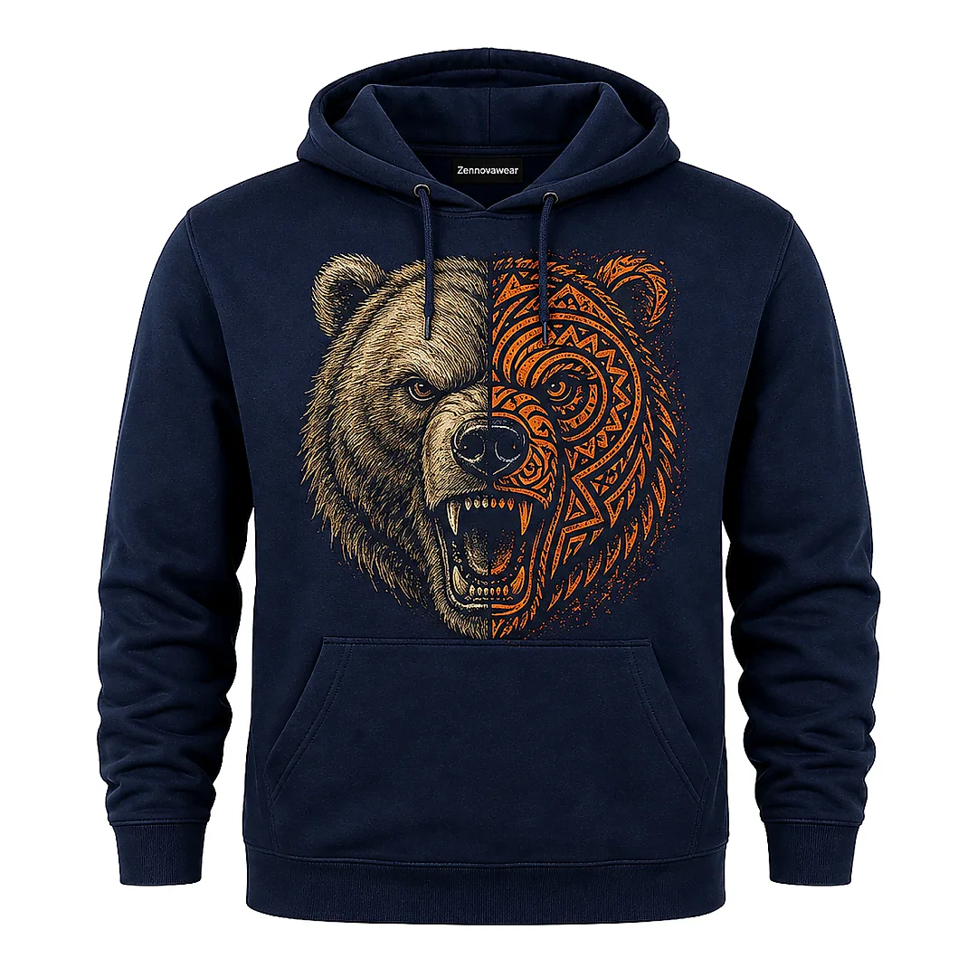 Zennovawear Tribal Roar Bear Graphic Hoodie — Nature Lover Gift