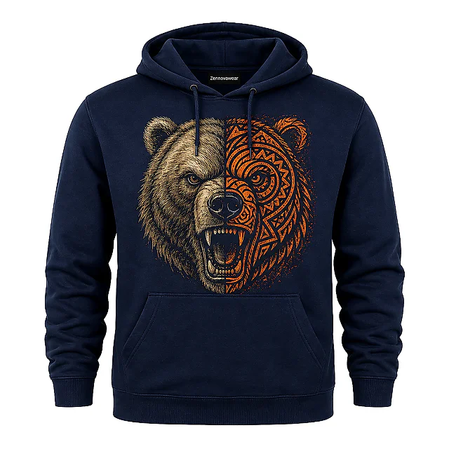 Zennovawear Tribal Roar Bear Graphic Hoodie — Nature Lover Gift