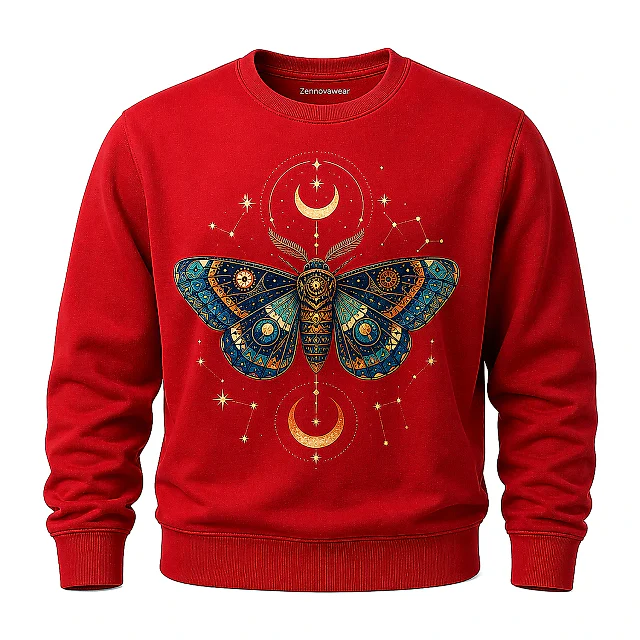 Zennovawear Mystic Moth Celestial Graphic Sweatshirt — Ethereal Art Style