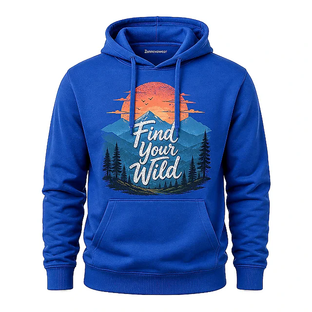 Zennovawear Find Your Wild Sunset Mountain Graphic Hoodie — Nature Lover Gift