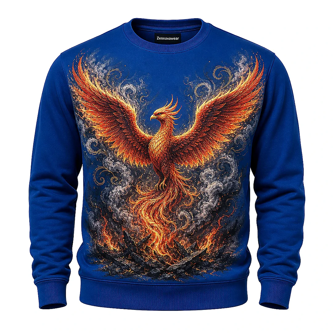 Zennovawear Phoenix Rising Graphic Crewneck Sweatshirt — Empowering Art Design