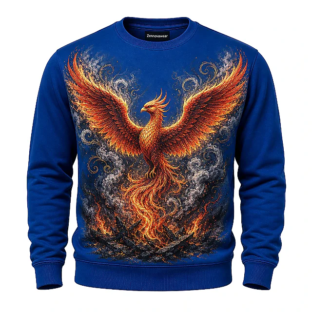 Zennovawear Phoenix Rising Graphic Crewneck Sweatshirt — Empowering Art Design