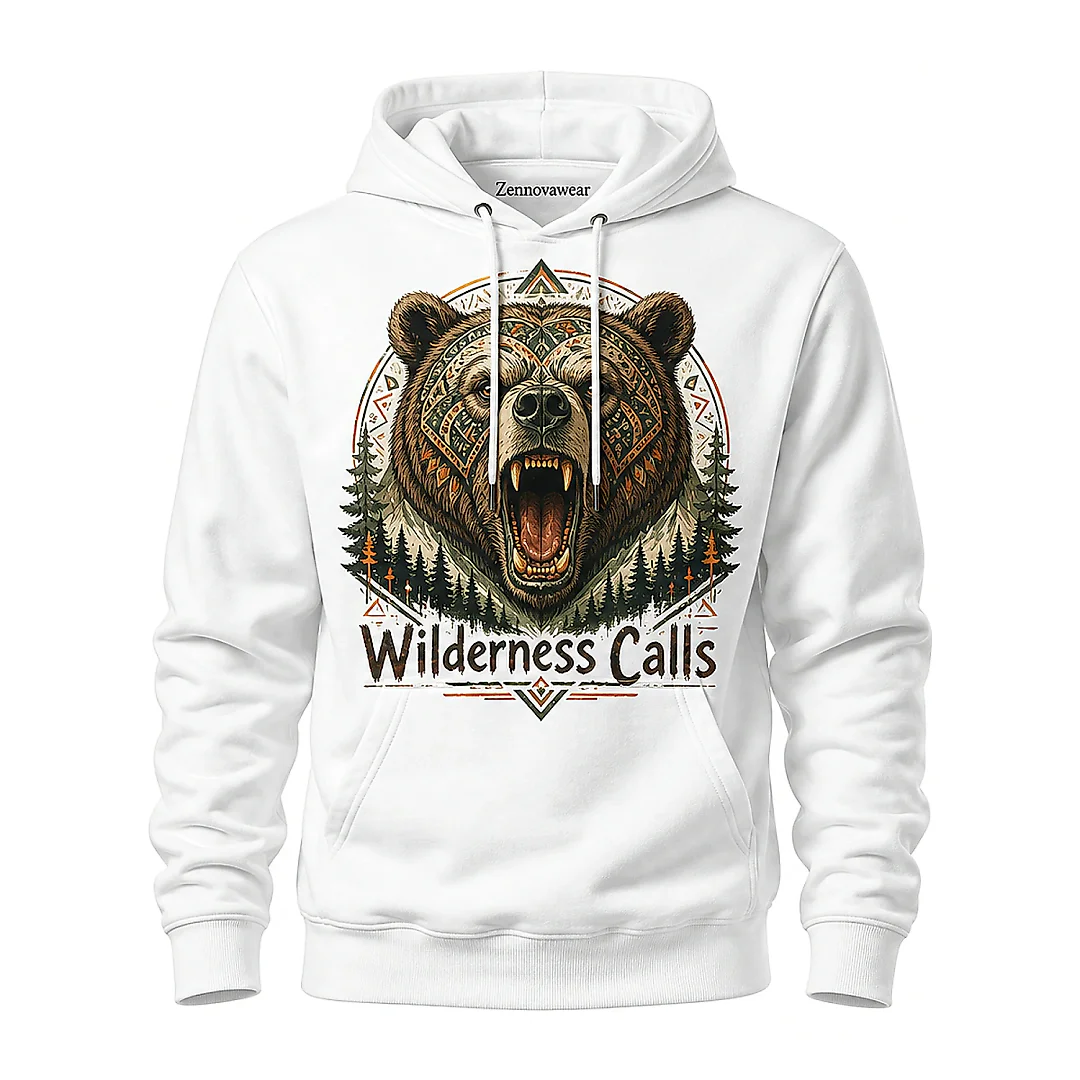 Zennovawear Wilderness Calls Bear Graphic Hoodie — Adventurous Nature Vibe