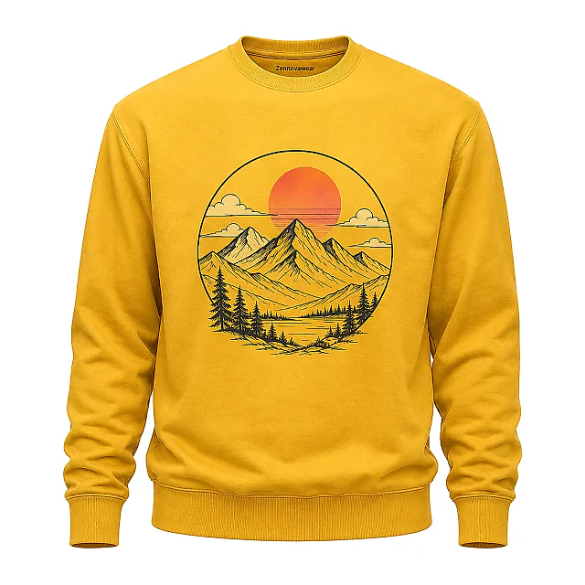 Zennovawear Serenity Peaks Mountain Graphic Men Sweatshirt — Nature Lover Gift