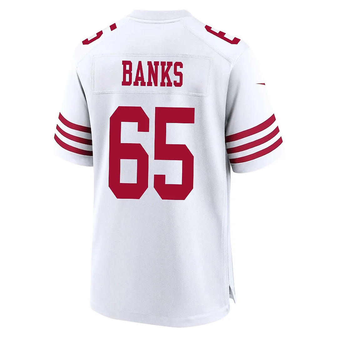 Zennovawear Aaron Banks 65 San Francisco 49ers NFC Champions Patch Game Men Jersey - White