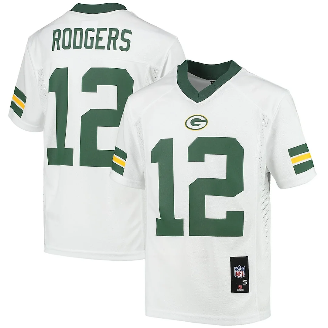 Zennovawear Aaron Rodgers 12 Green Bay Packers YOUTH Jersey - White