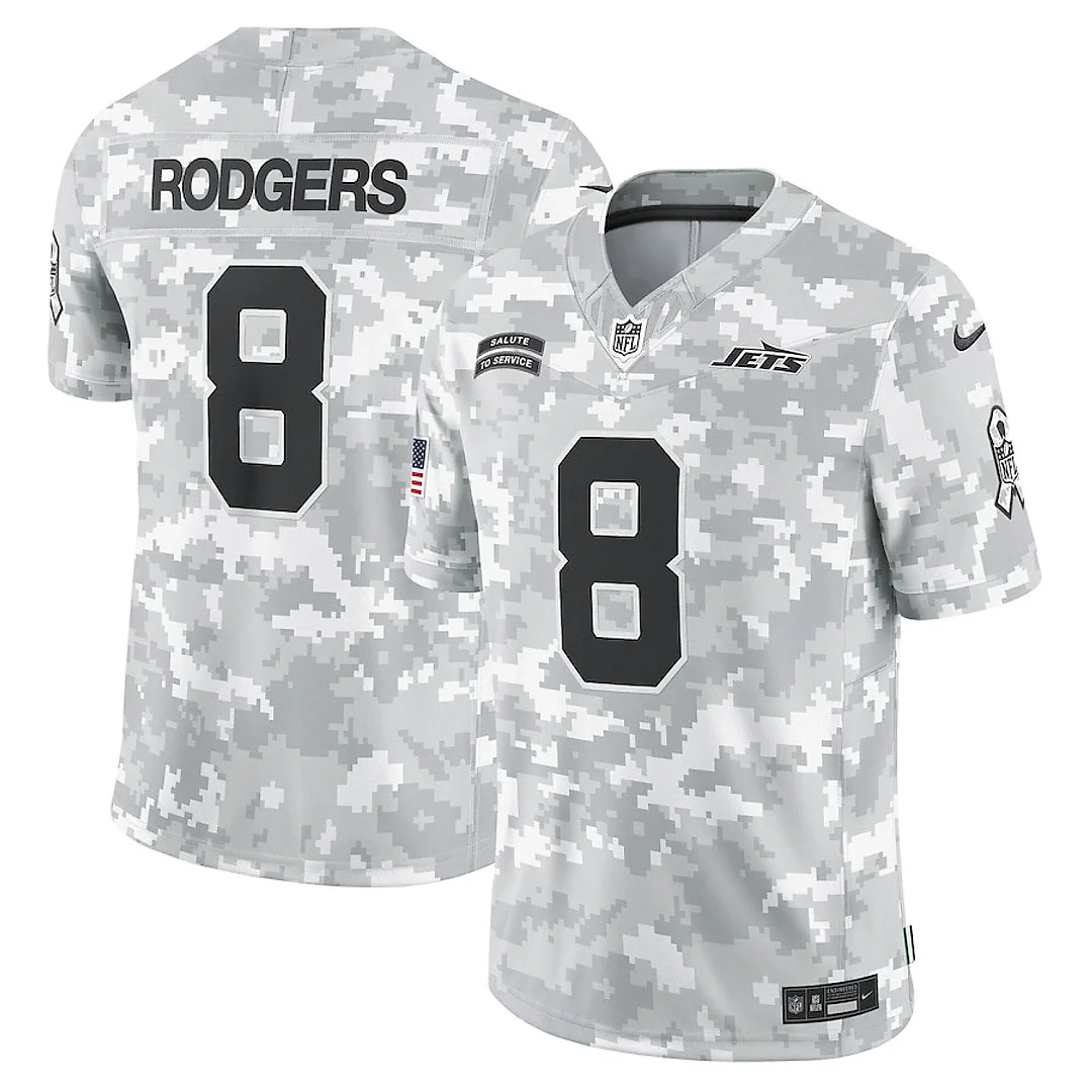 Zennovawear Aaron Rodgers 8 New York Jets 2024 Salute to Service Limited Men Jersey - Arctic Camo