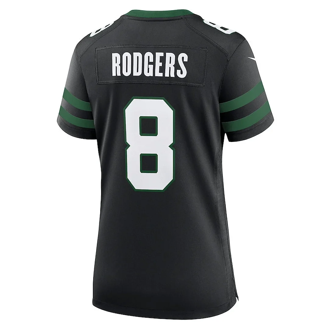 Zennovawear Aaron Rodgers 8 New York Jets Alternate Game Jersey - Women, Black