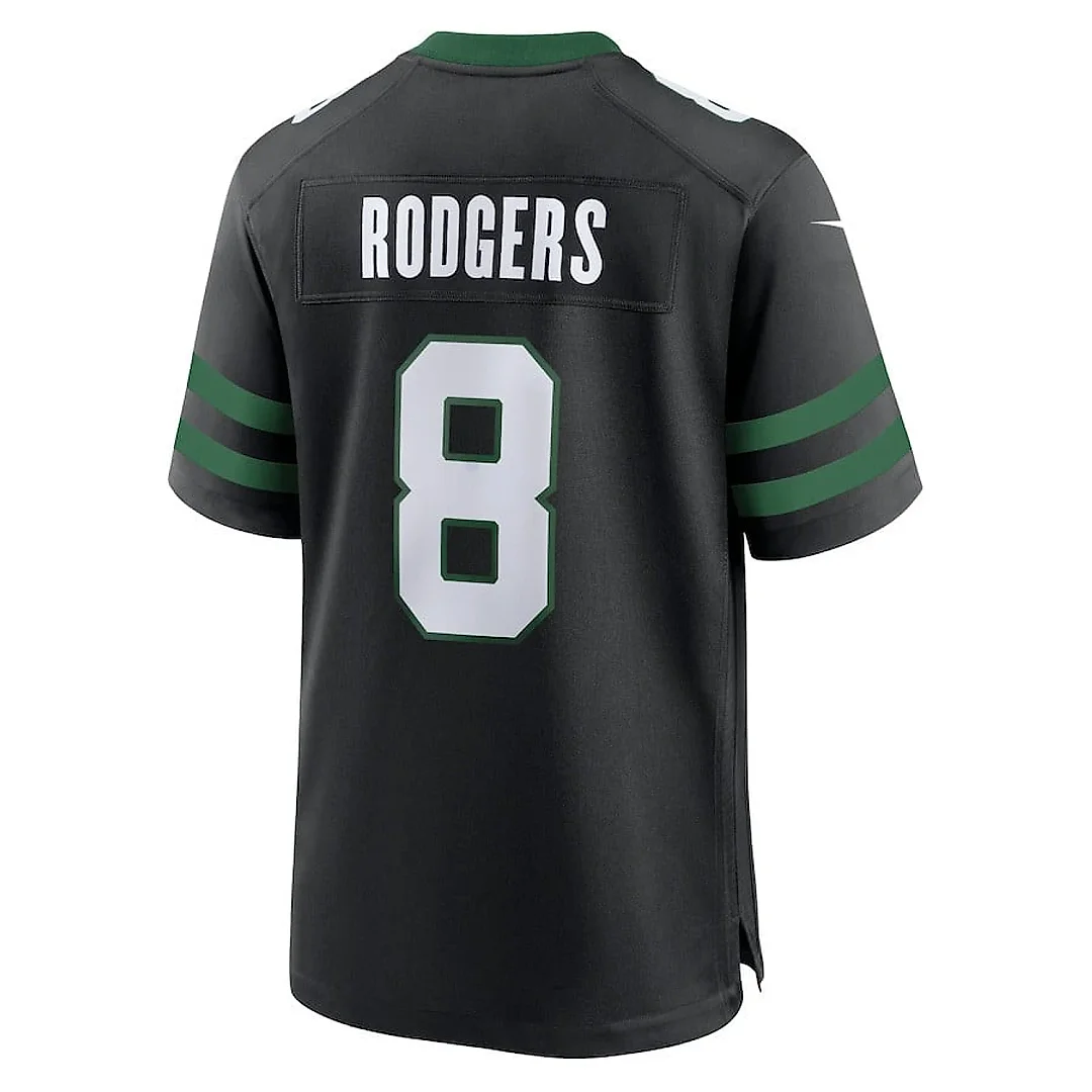 Zennovawear Aaron Rodgers 8 New York Jets Alternate Game Jersey - Men, Legacy Black