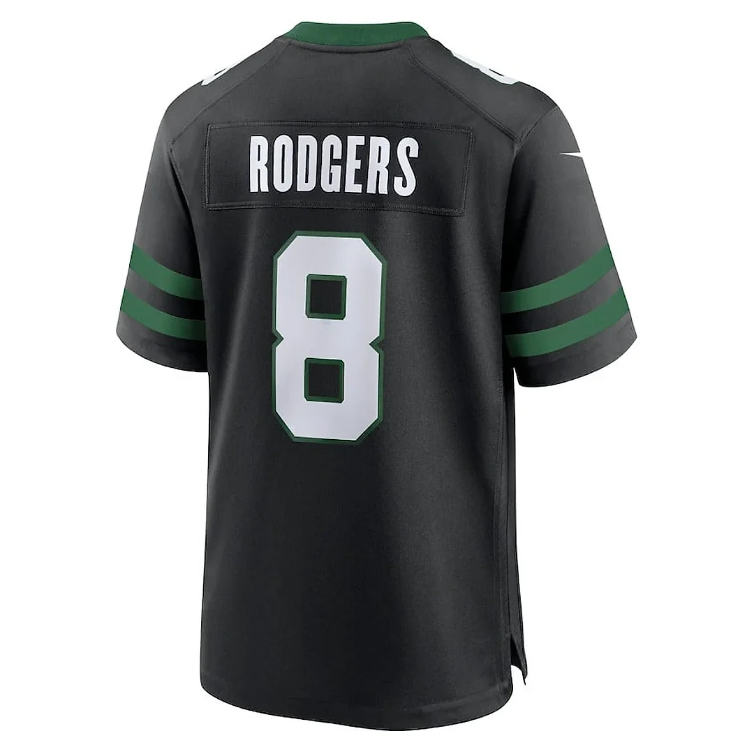 Zennovawear Aaron Rodgers 8 New York Jets Alternate Game Men Jersey - Legacy Black