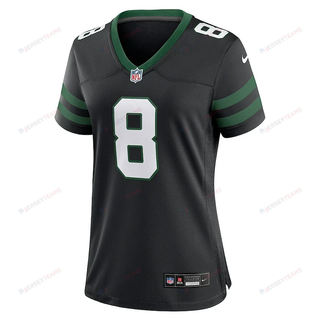Zennovawear Aaron Rodgers 8 New York Jets Alternate Game Women Jersey - Legacy Black