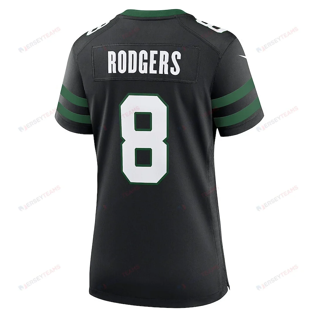 Zennovawear Aaron Rodgers 8 New York Jets Alternate Game Women Jersey - Legacy Black