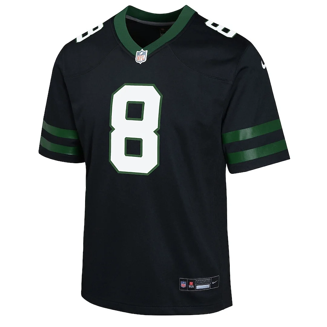Zennovawear Aaron Rodgers 8 New York Jets Alternate Game YOUTH Jersey - Legacy Black
