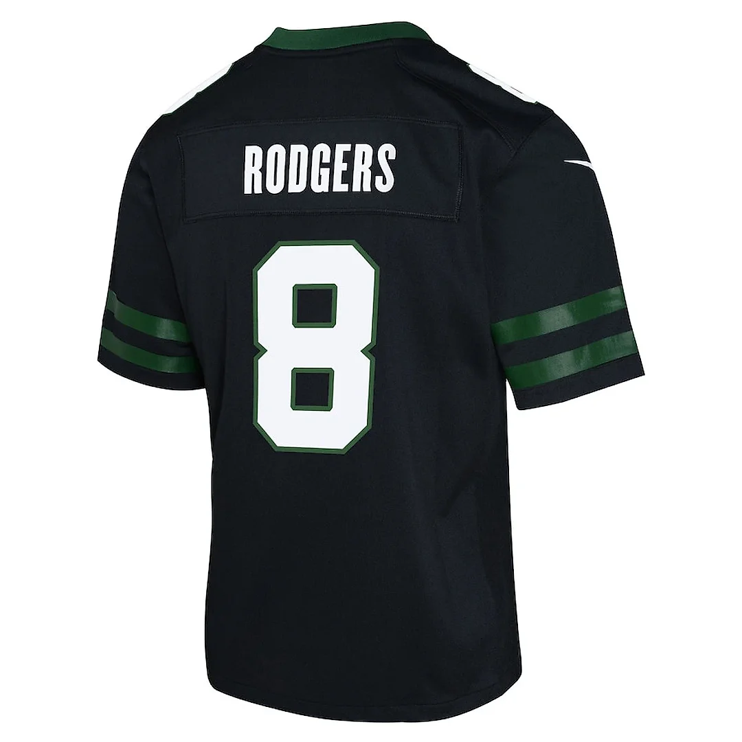 Zennovawear Aaron Rodgers 8 New York Jets Alternate Game YOUTH Jersey - Legacy Black