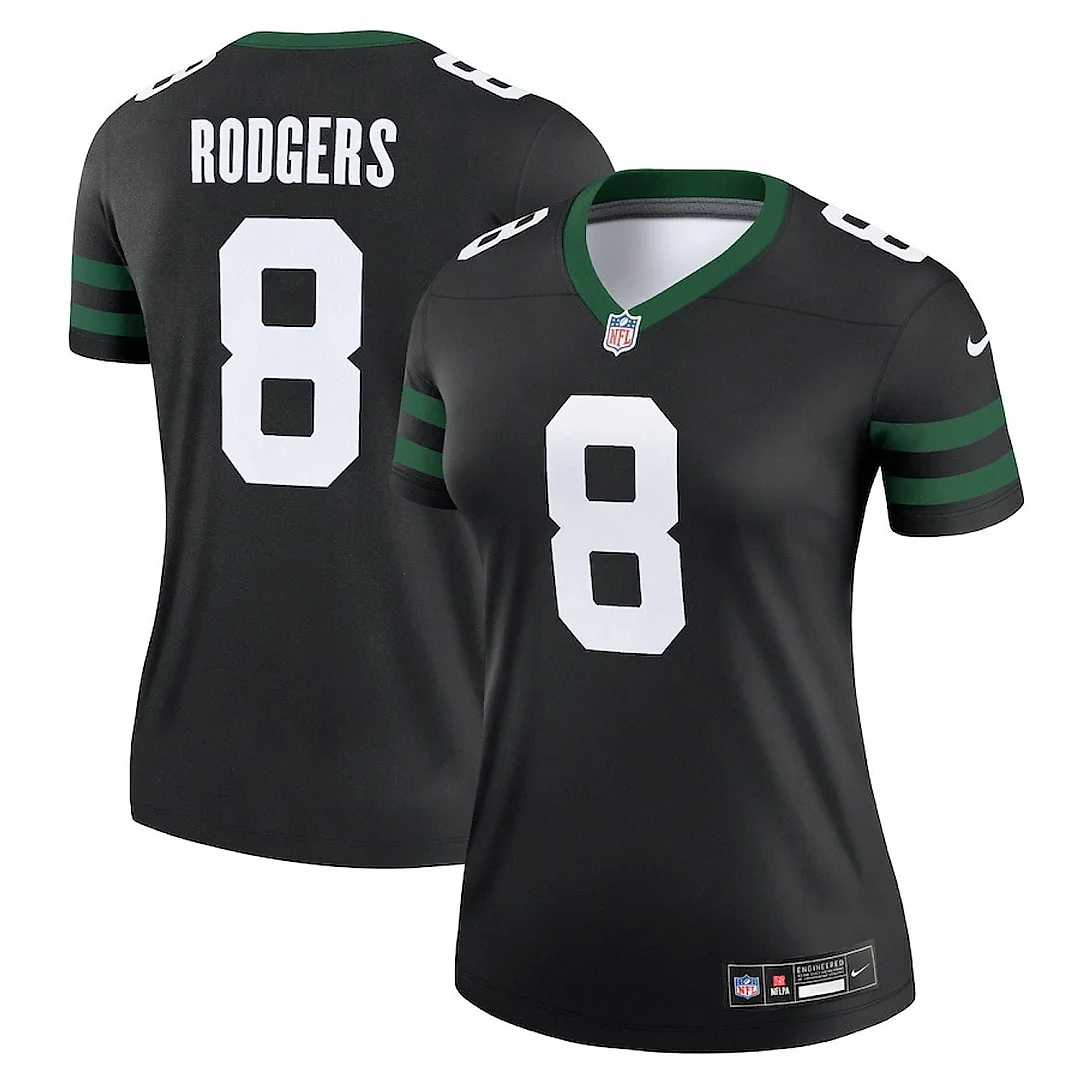 Zennovawear Aaron Rodgers 8 New York Jets Alternate Legend Jersey, Women Legacy Black