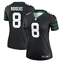 Zennovawear Aaron Rodgers 8 New York Jets Alternate Legend Jersey, Women Legacy Black