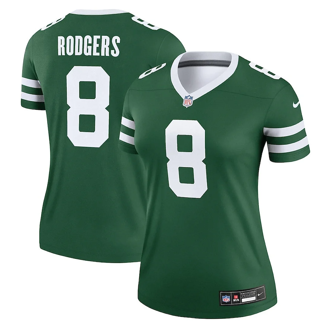 Zennovawear Aaron Rodgers 8 New York Jets Alternate Legend Jersey, Women Legacy Green