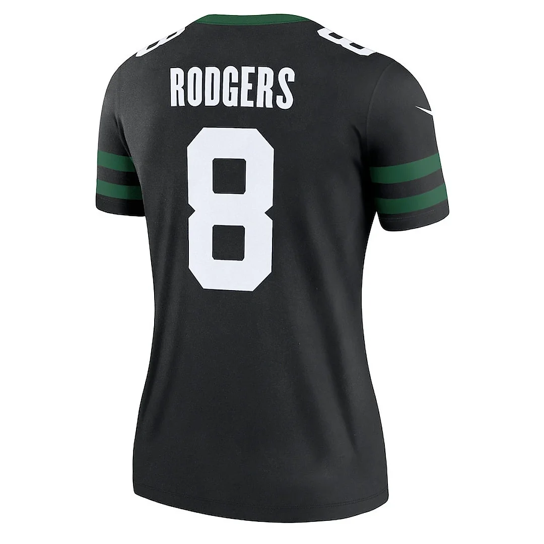 Zennovawear Aaron Rodgers 8 New York Jets Alternate Legend Jersey, Women Legacy Black