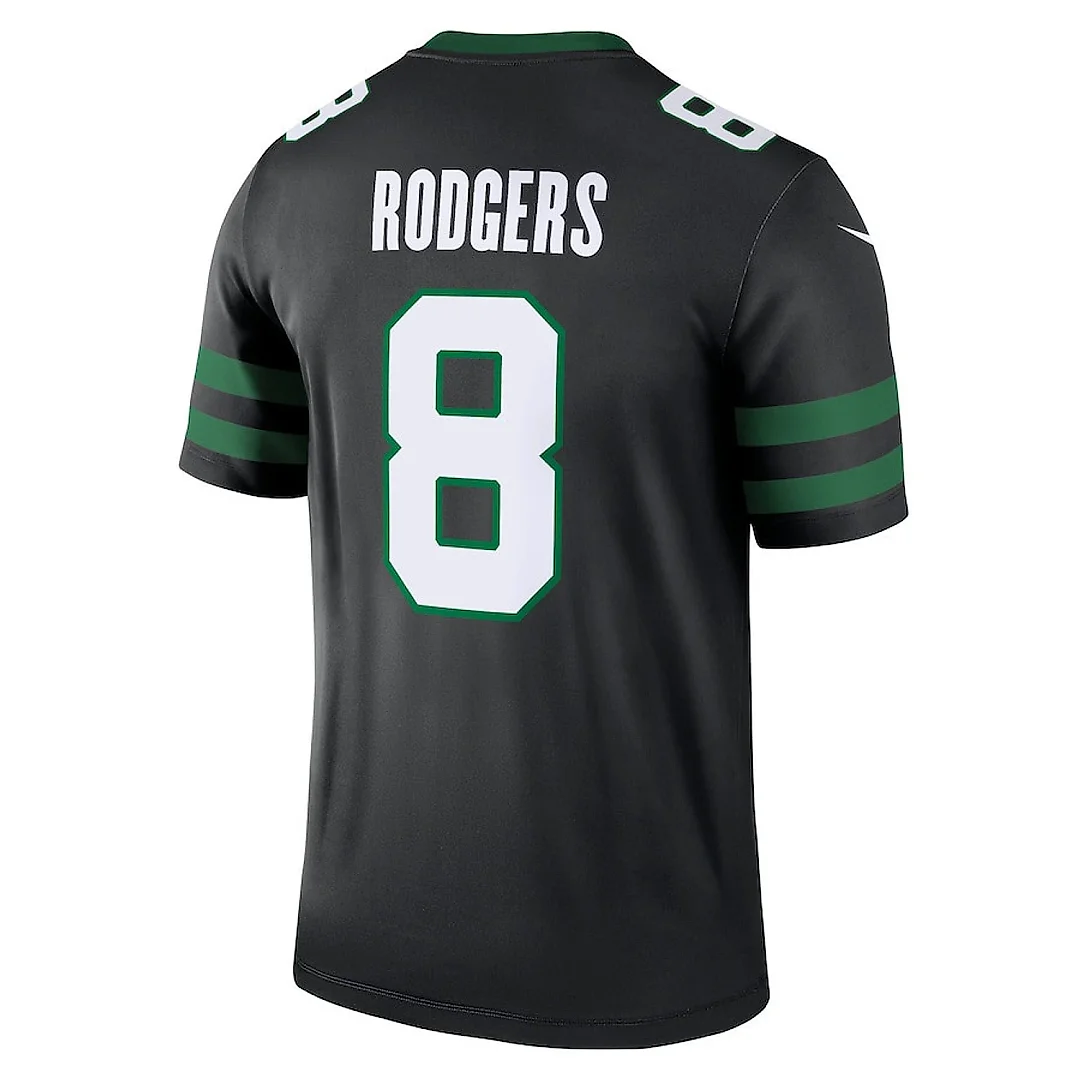 Zennovawear Aaron Rodgers 8 New York Jets Alternate Legend Jersey - Men, Legacy Black