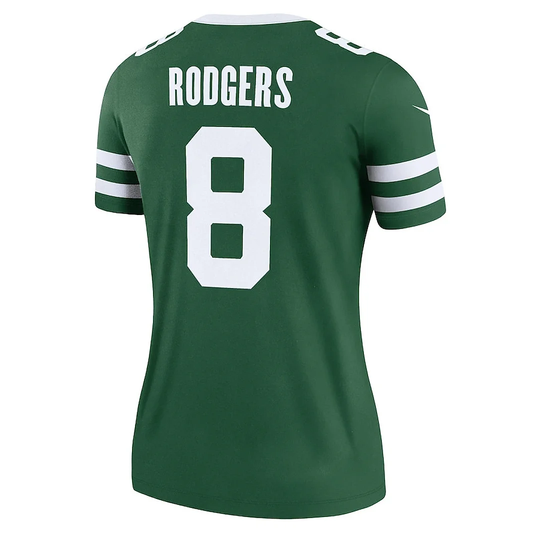 Zennovawear Aaron Rodgers 8 New York Jets Alternate Legend Jersey, Women Legacy Green