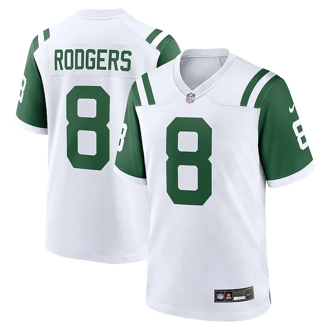 Zennovawear Aaron Rodgers 8 New York Jets Classic Alternate Game Men Jersey - White