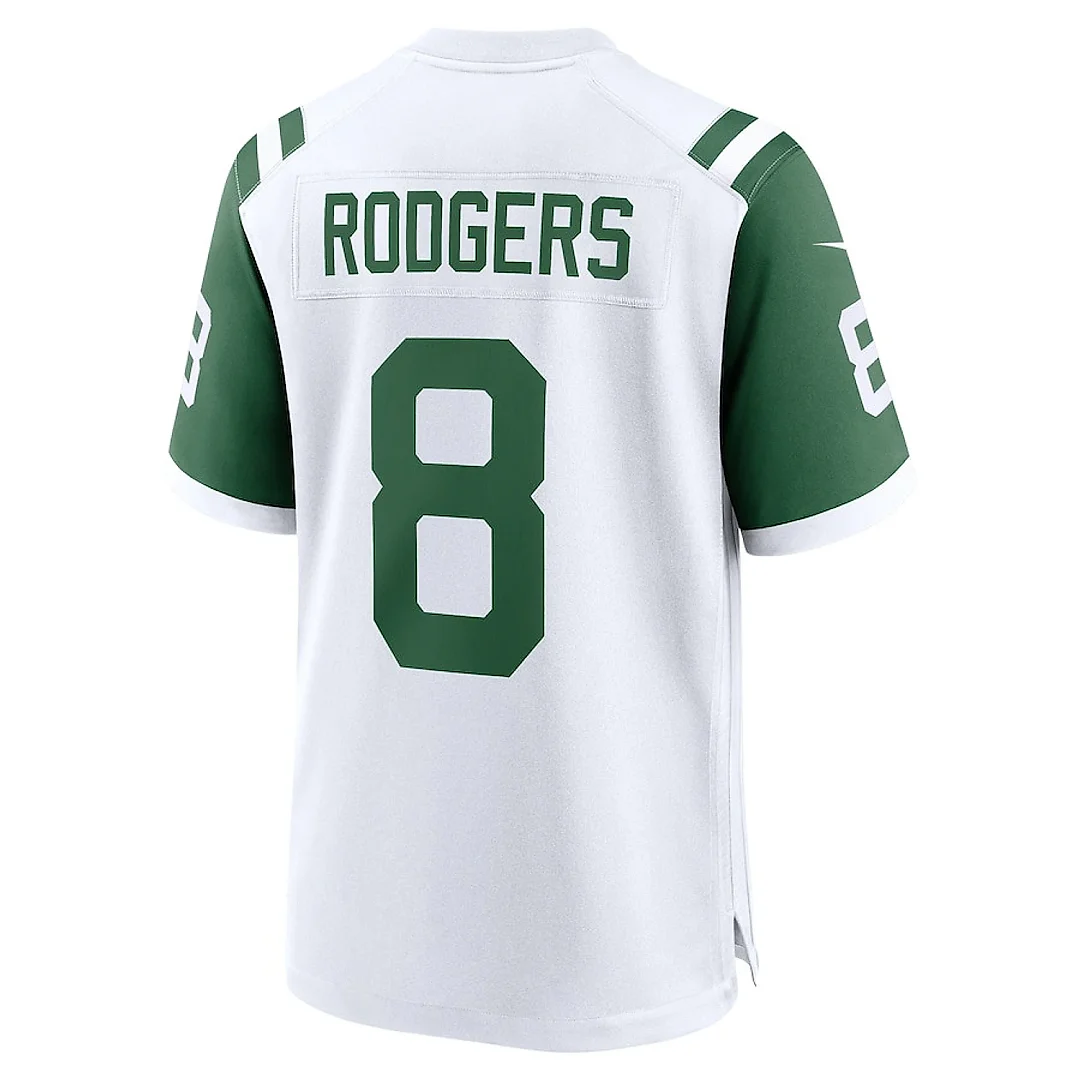 Zennovawear Aaron Rodgers 8 New York Jets Classic Alternate Game Men Jersey - White