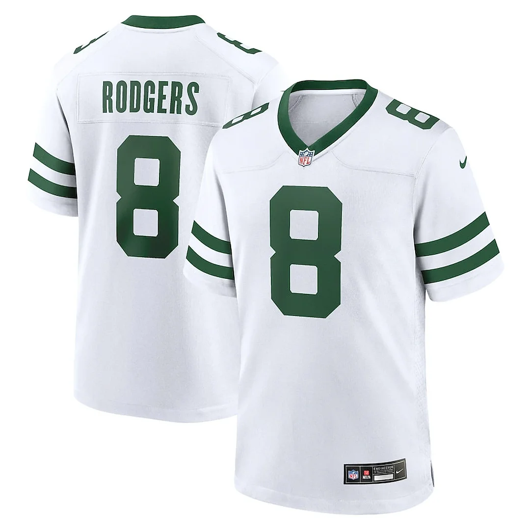 Zennovawear Aaron Rodgers 8 New York Jets Game Men Jersey - Legacy White