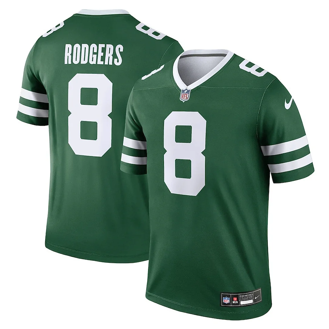 Zennovawear Aaron Rodgers 8 New York Jets Legend Jersey - Men, Legacy Green