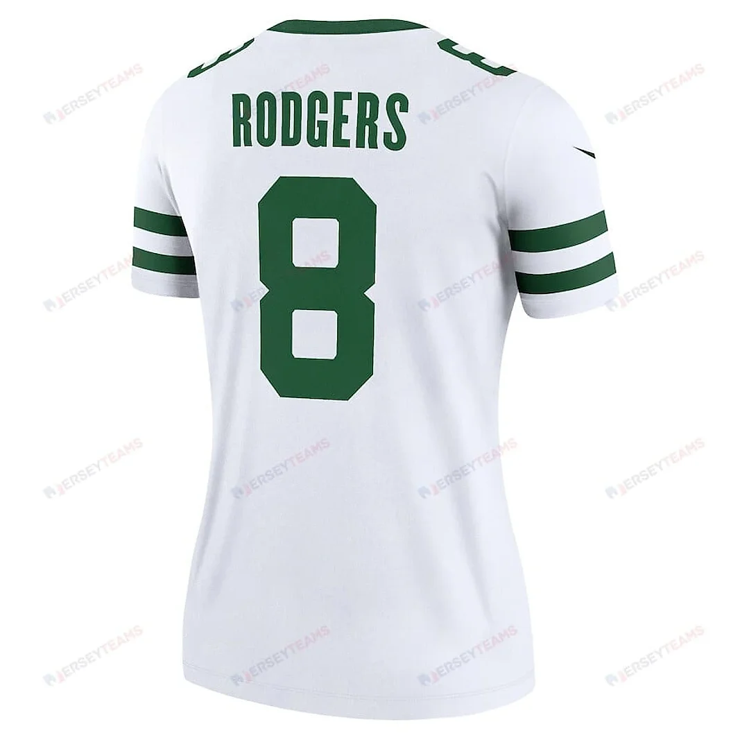 Zennovawear Aaron Rodgers 8 New York Jets Women Alternate Legend Jersey - Spotlight White