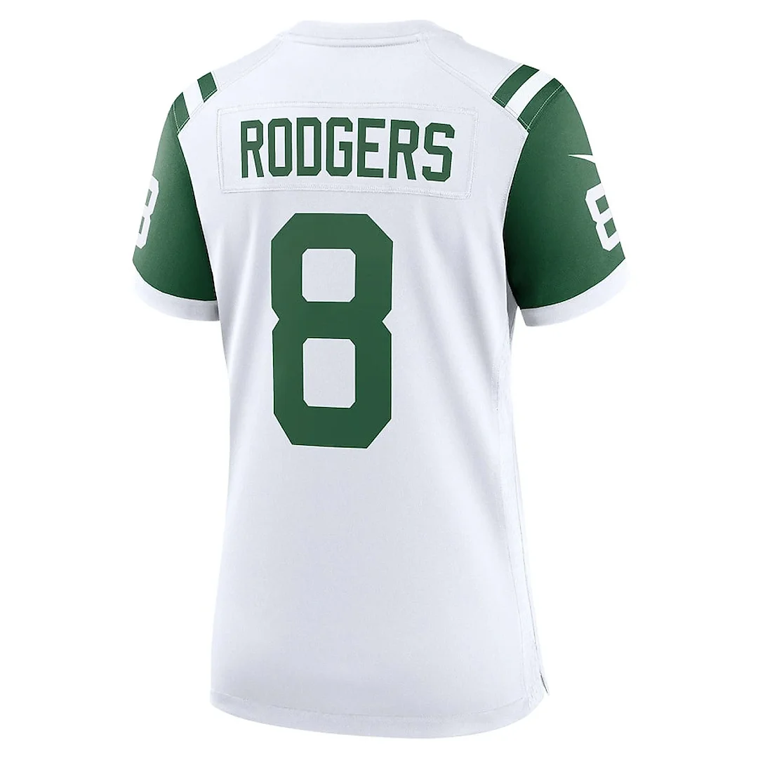 Zennovawear Aaron Rodgers 8 New York Jets Women's Classic Alternate Game Jersey - White