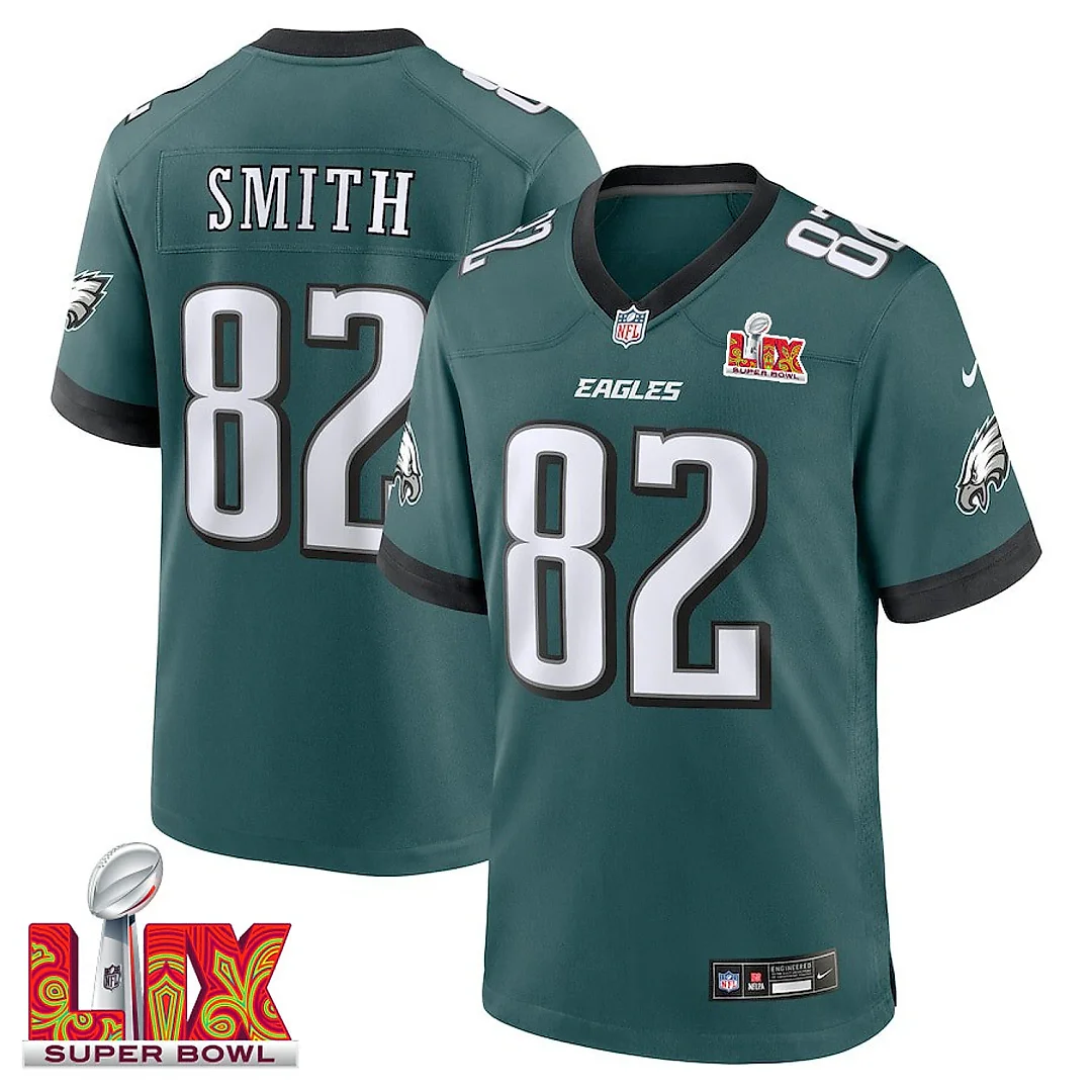 Zennovawear Ainias Smith 82 Philadelphia Eagles Super Bowl LIX Jersey - Men's - Midnight Green