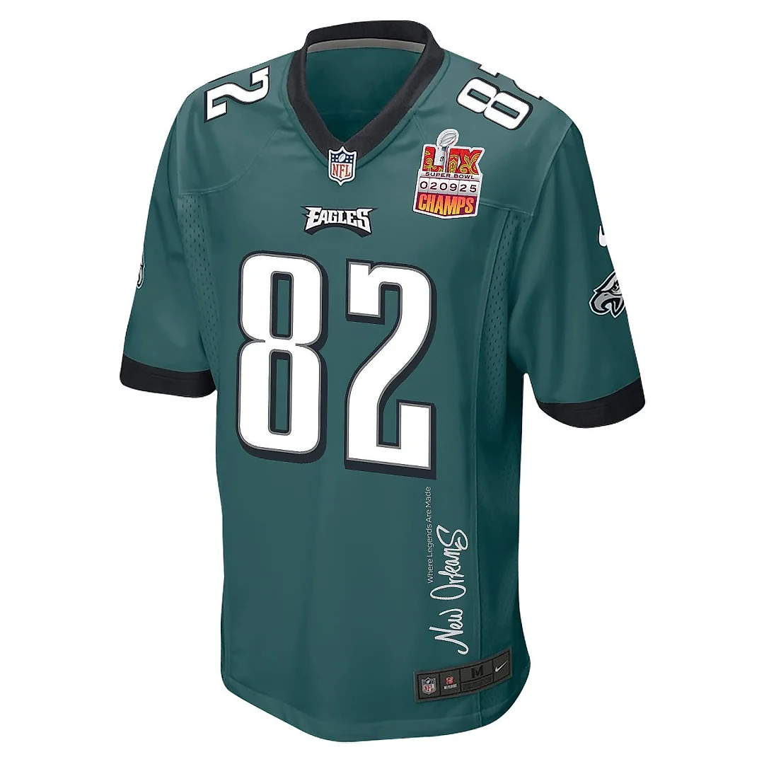 Zennovawear Ainias Smith 82 Philadelphia Eagles Super Bowl LIX Champions Patch 'New Orleans - Where Legends Are Made' EMBROIDERED Game Men Jersey...