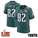 Zennovawear Ainias Smith 82 Philadelphia Eagles Super Bowl LIX YOUTH Jersey - Midnight Green