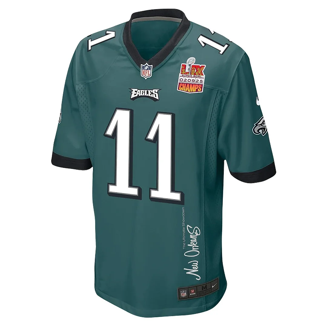Zennovawear A.J. Brown 11 Philadelphia Eagles Super Bowl LIX Champions Patch 'New Orleans - The Ultimate Showdown' EMBROIDERED Game Men Jersey...
