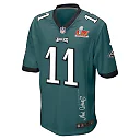 Zennovawear A.J. Brown 11 Philadelphia Eagles Super Bowl LIX 'New Orleans - The Ultimate Showdown' EMBROIDERED Game Men Jersey - Midnight Green