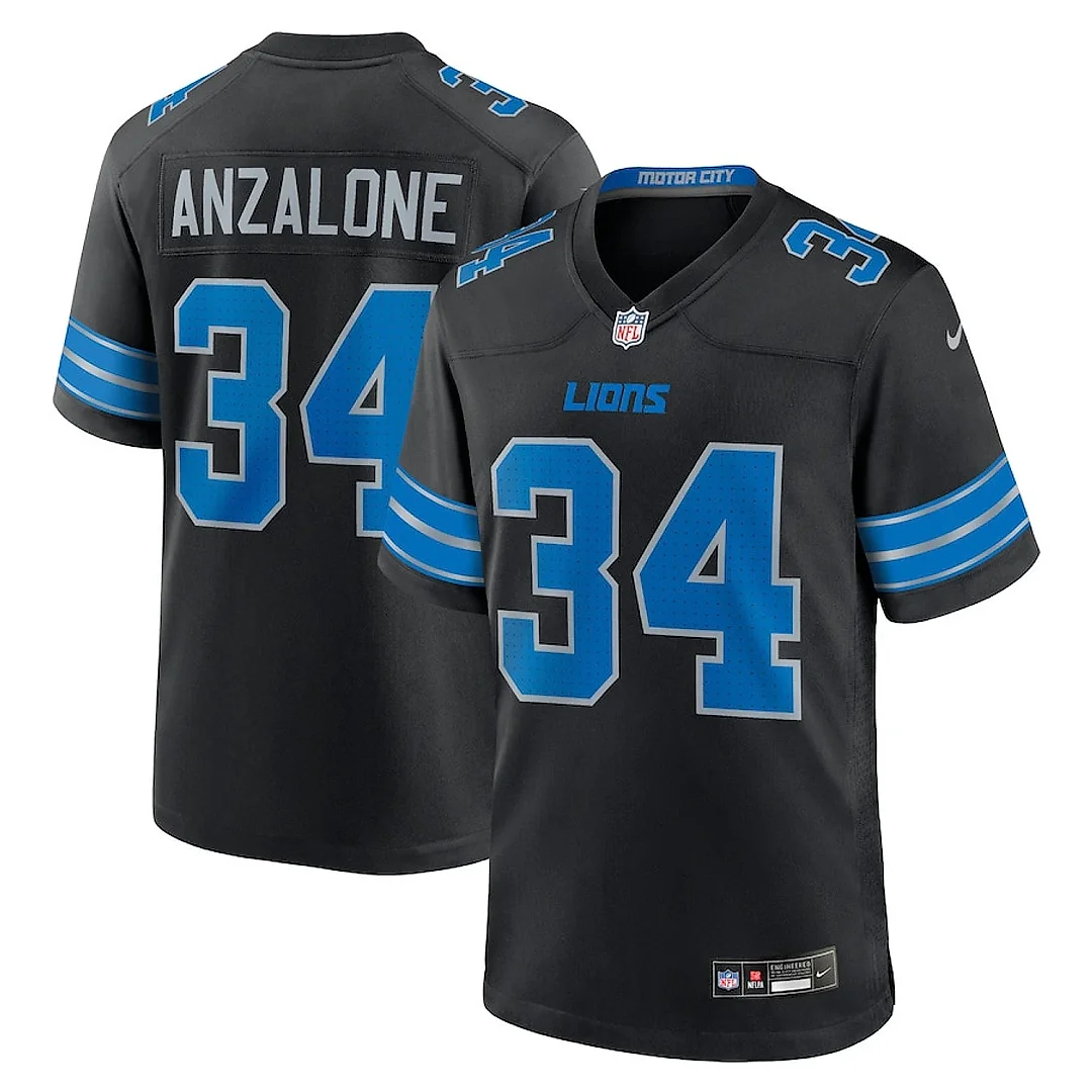 Zennovawear Alex Anzalone 34 Detroit Lions 2nd Alternate Game Men Jersey - Black