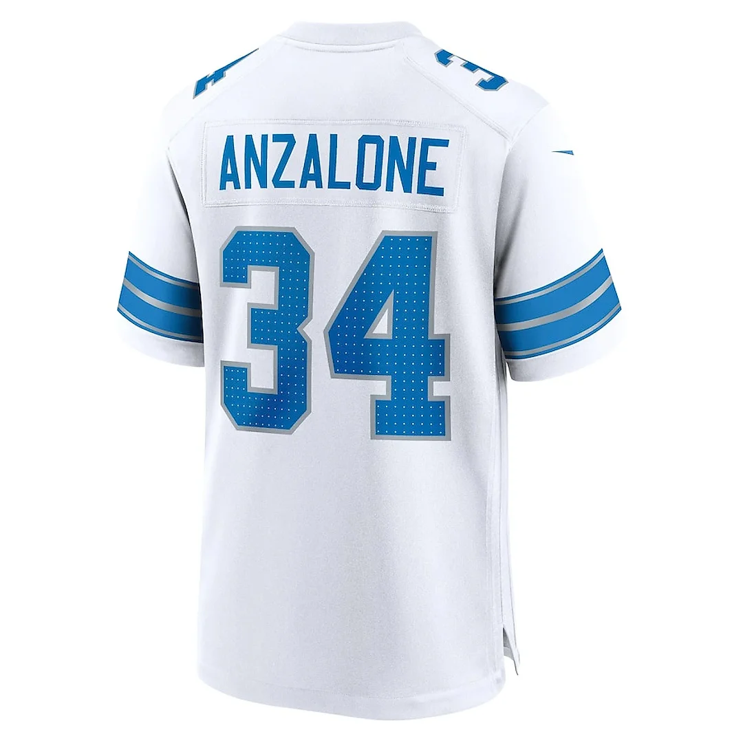 Zennovawear Alex Anzalone 34 Detroit Lions White Game Men Jersey - White