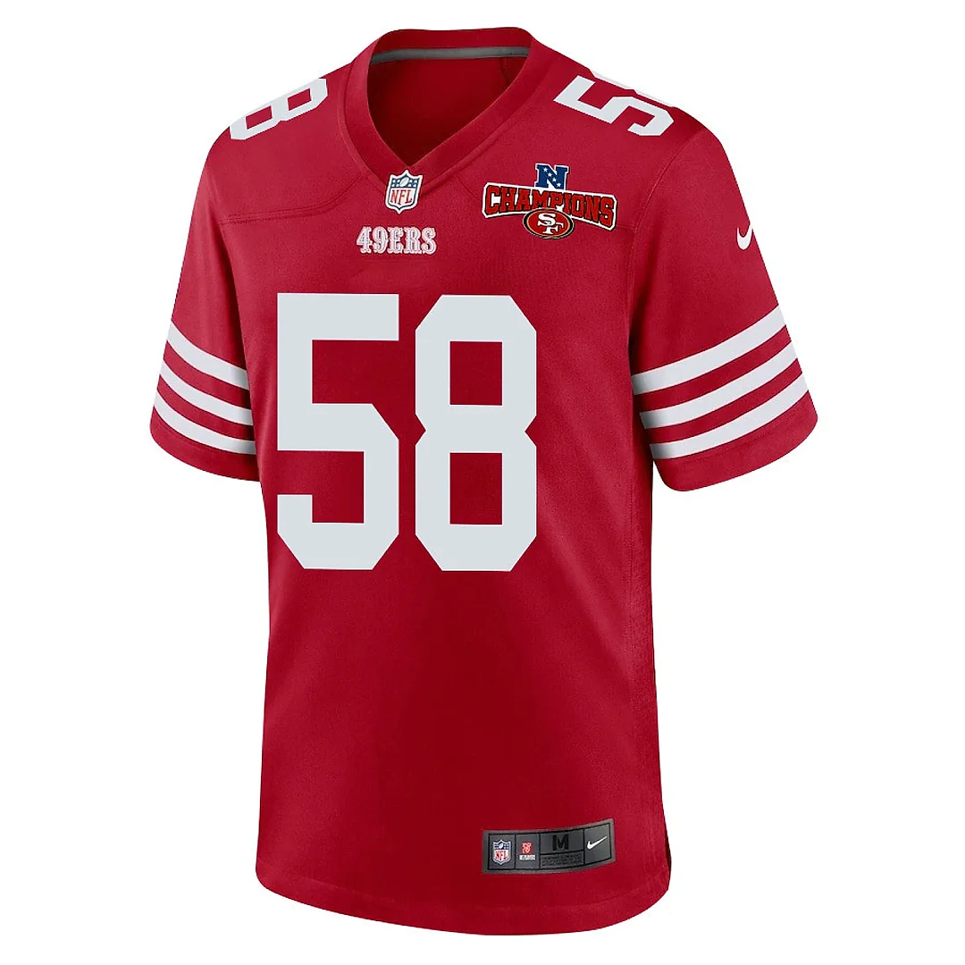 Zennovawear Alex Barrett 58 San Francisco 49ers NFC Champions Patch Game Men Jersey - Scarlet