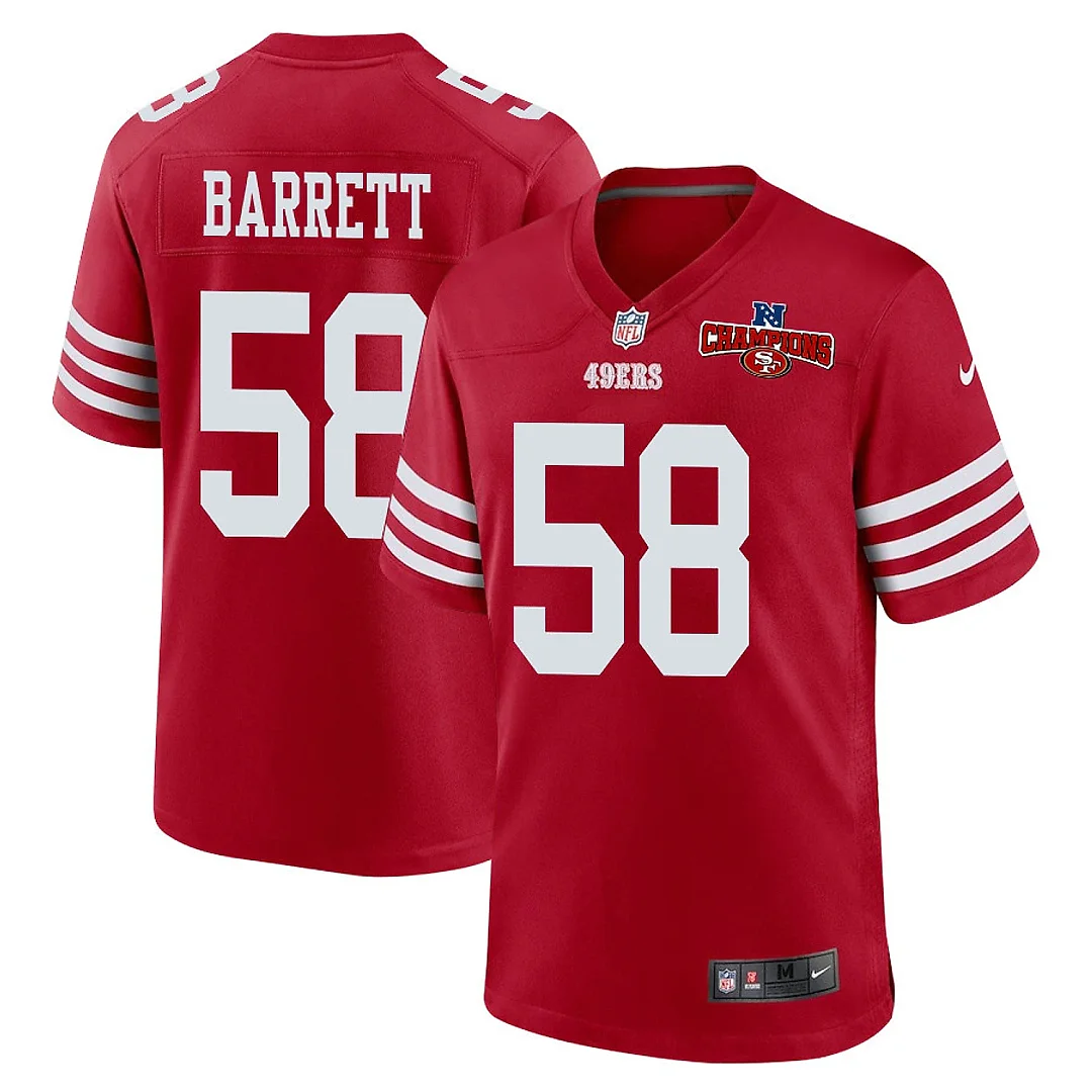 Zennovawear Alex Barrett 58 San Francisco 49ers NFC Champions Patch Game Men Jersey - Scarlet