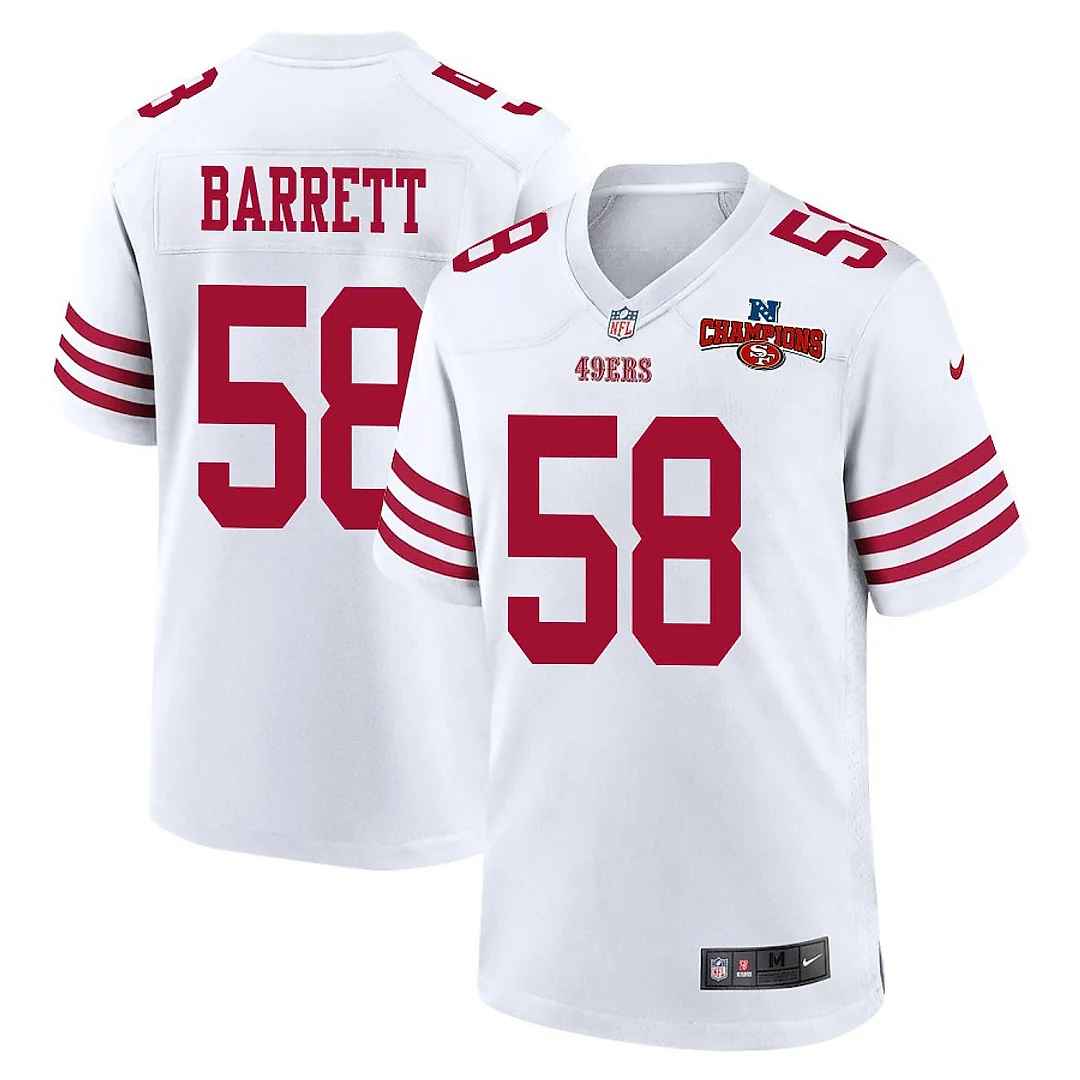 Zennovawear Alex Barrett 58 San Francisco 49ers NFC Champions Patch Game Men Jersey - White