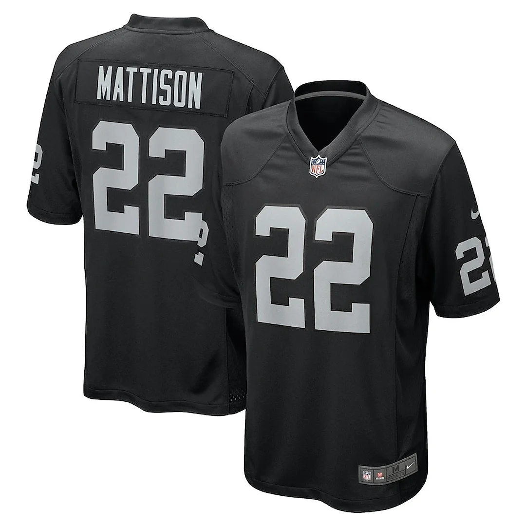 Zennovawear Alexander Mattison 22 Las Vegas Raiders Team Game Men Jersey - Black
