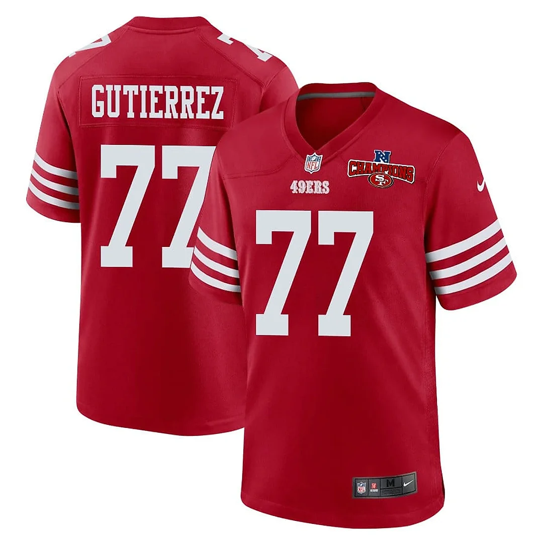 Zennovawear Alfredo Gutierrez 77 San Francisco 49ers NFC Champions Patch Game Men Jersey - Scarlet