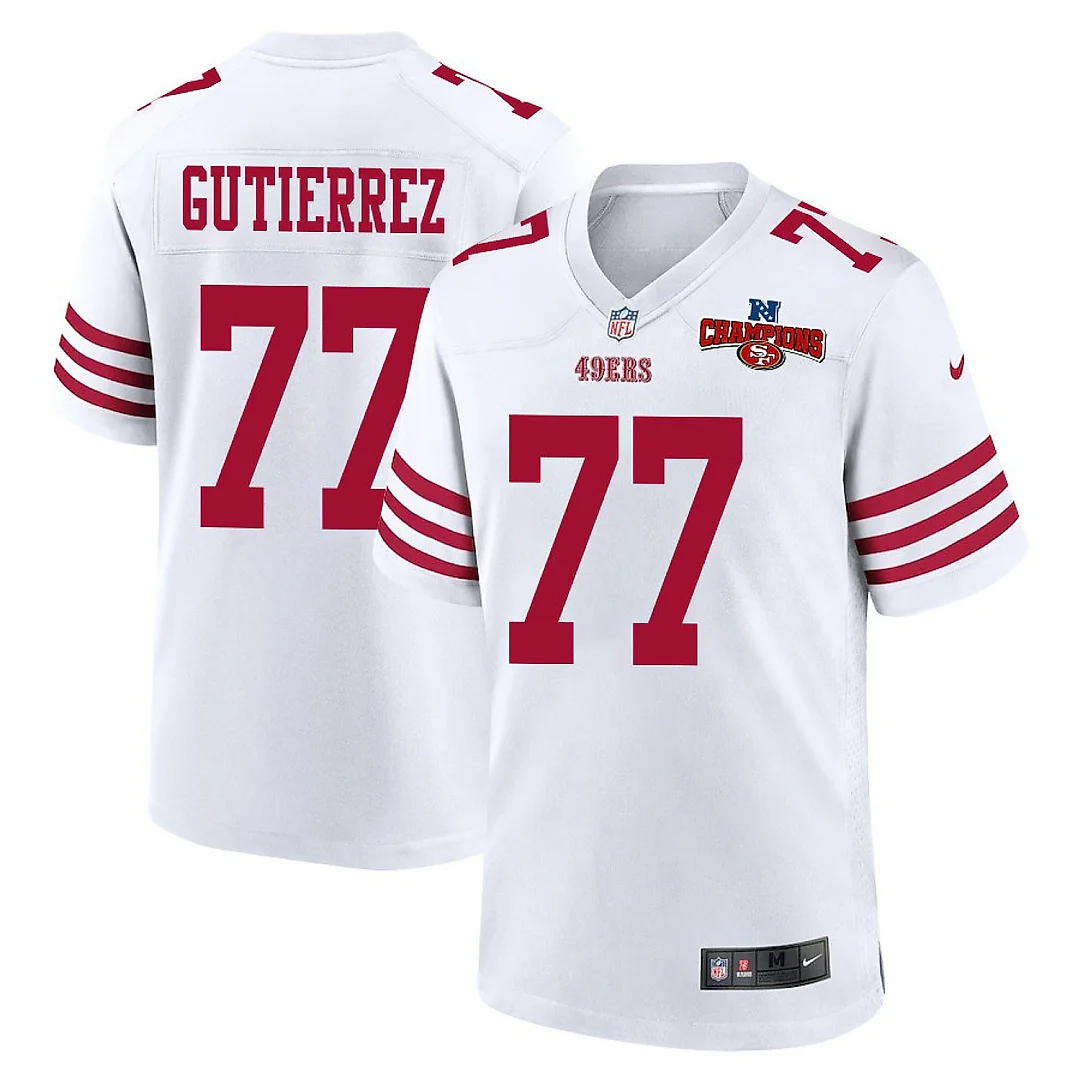 Zennovawear Alfredo Gutierrez 77 San Francisco 49ers NFC Champions Patch Game Men Jersey - White