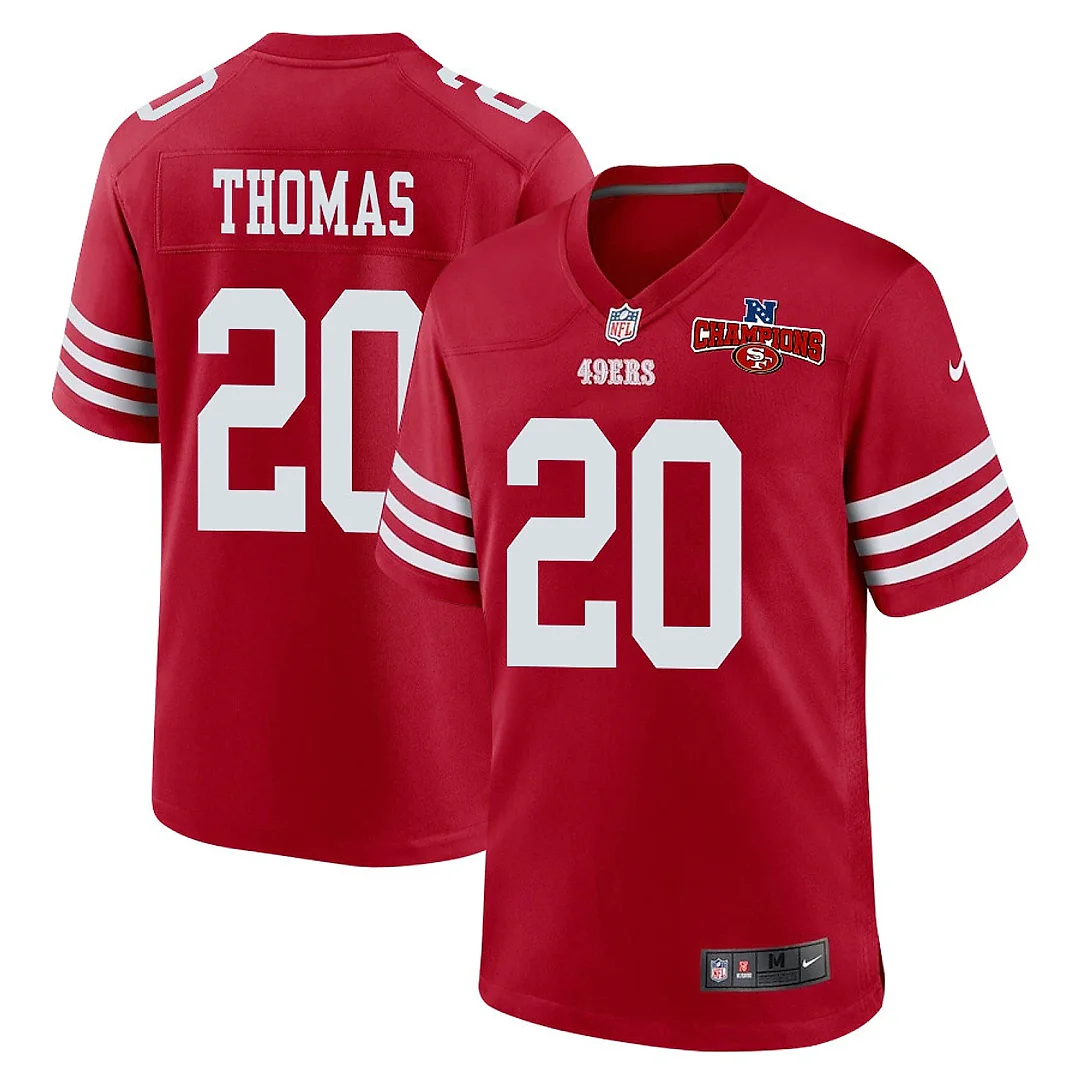 Zennovawear Ambry Thomas 20 San Francisco 49ers NFC Champions Patch Game Men Jersey - Scarlet