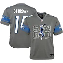 Zennovawear Amon-Ra St. Brown 14 Detroit Lions Sun God Game YOUTH Jersey - Silver